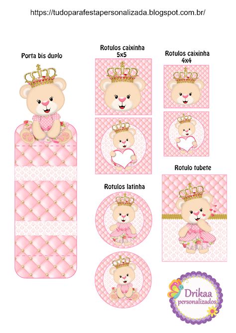 kit ursinha princesa para imprimir grátis  Kit festa para imprimir Ursinha princesa Feito com papéis digitais da loja Arts Magali Moniwa lindos kits